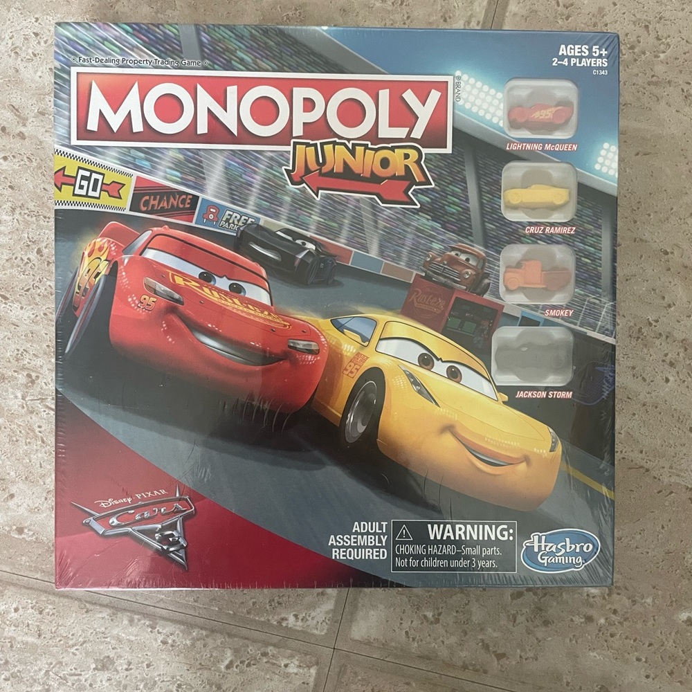 Disney Pixar Cars 3 Monopoly Junior Never Opened New Board Game